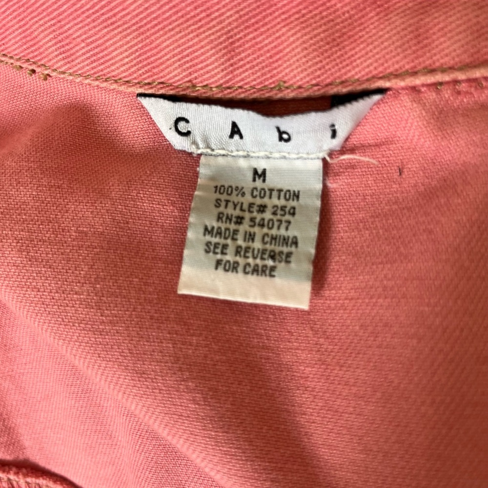 CAbi Pink Denim Zip Front Jacket Size Medium Style 254 - Picture 14 of 14